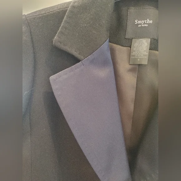 Smythe Stitched Cuff Two Tone Wool Blazer Size 6 - Picture 7 of 10